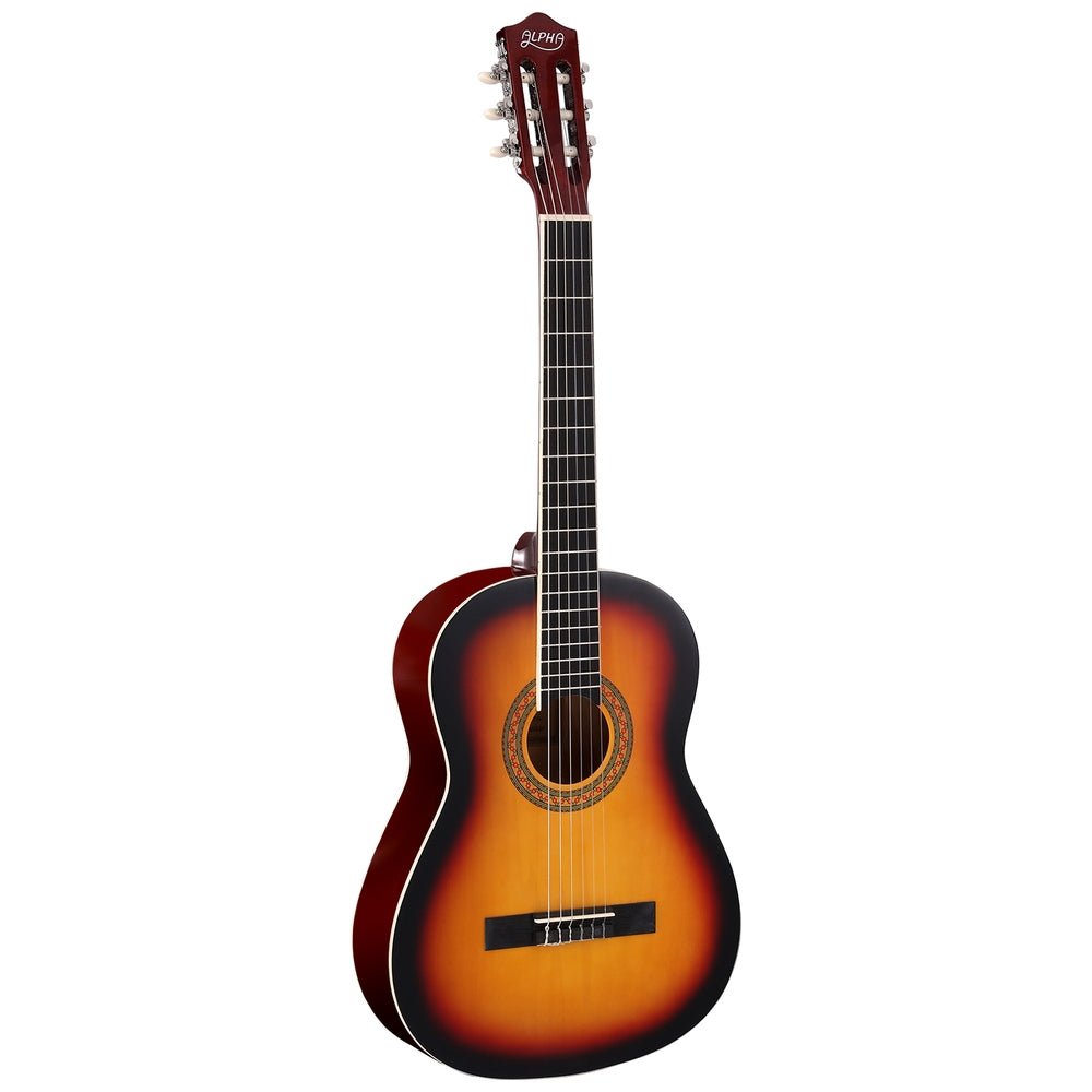 Alpha 39 Classical Guitar in Sunburst, ideal for young beginners learning music at home.