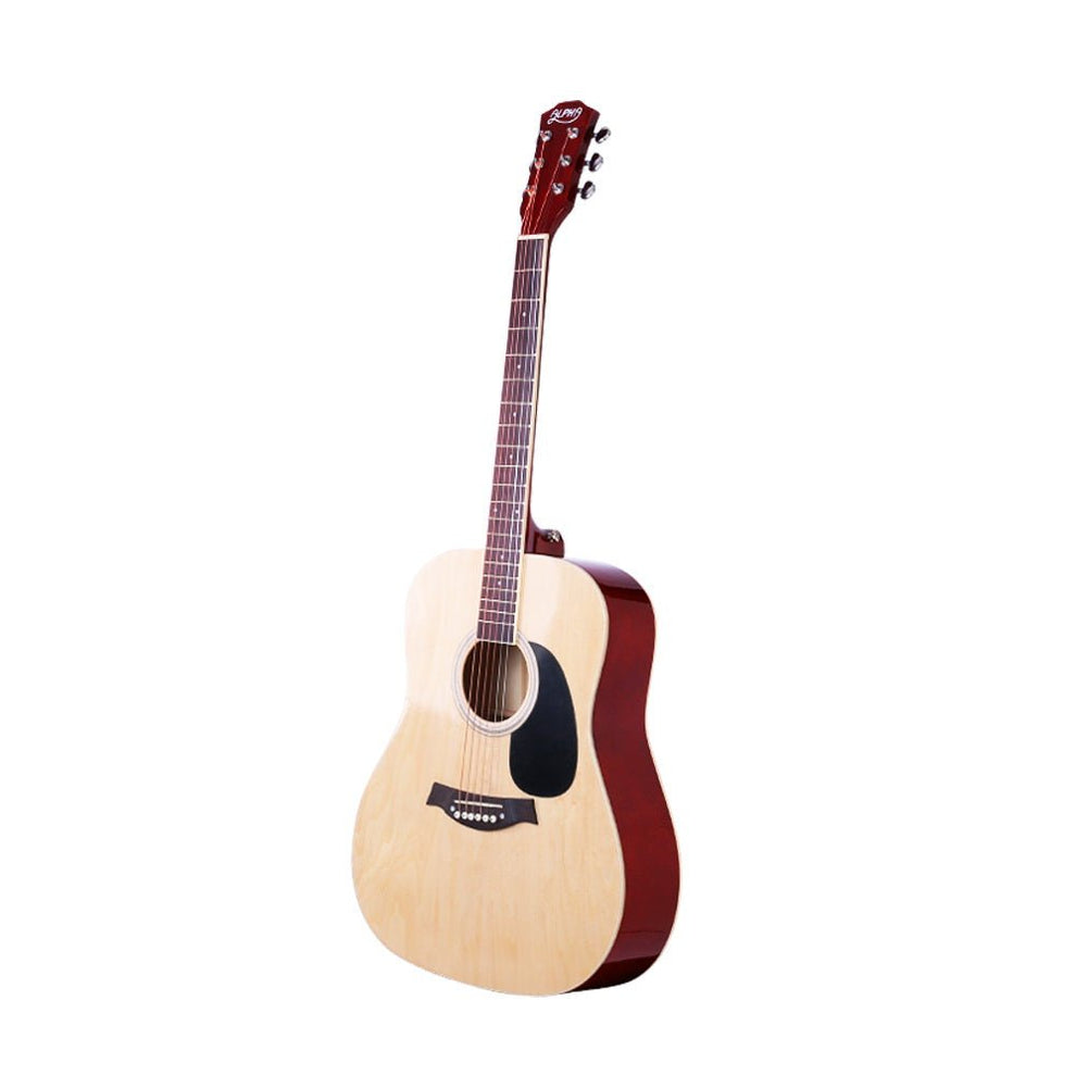 Alpha 41 Inch Acoustic Guitar with Accessories | Natural Colour