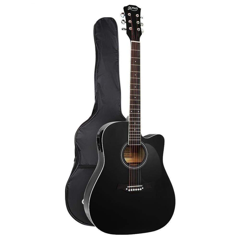 Alpha 5-Band EQ Electric Acoustic Guitar in Black - Ideal for childrens home music practice.