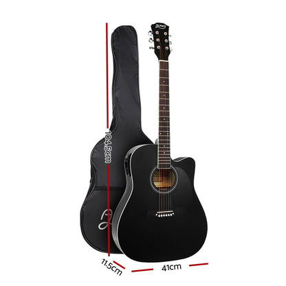 Alpha 5-Band EQ 41 Electric Acoustic Guitar Set with Acc Black - Ideal for kids home practice