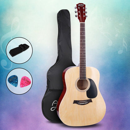 Alpha 41 Wooden Acoustic Guitar, ideal for children, natural wood finish, perfect for home practice.