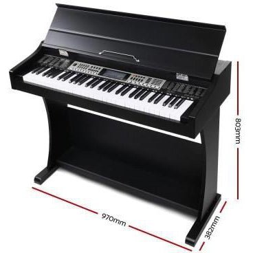 Alpha 61-Key Electronic Digital Piano Keyboard in Black, ideal for childrens music learning at home.