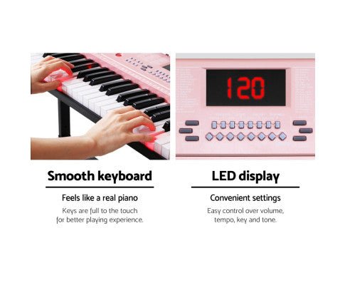 Alpha 61 Key Lighted Electronic Piano Keyboard Pink