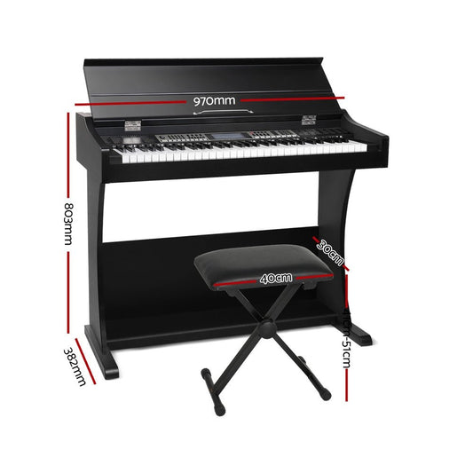 Alpha 61 Keys Electric Piano with Stand and Stool for kids music practice.