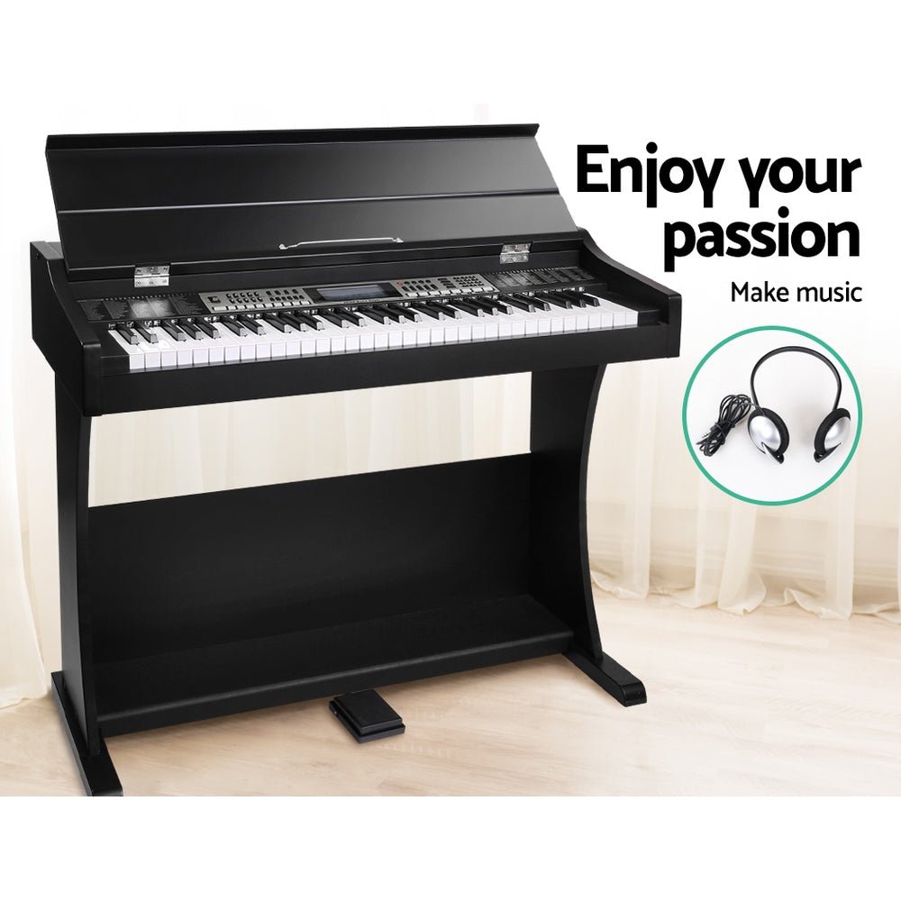 Alpha 61 Keys Electronic Piano Keyboard with Stand, Stool - Ideal for childrens musical learning.