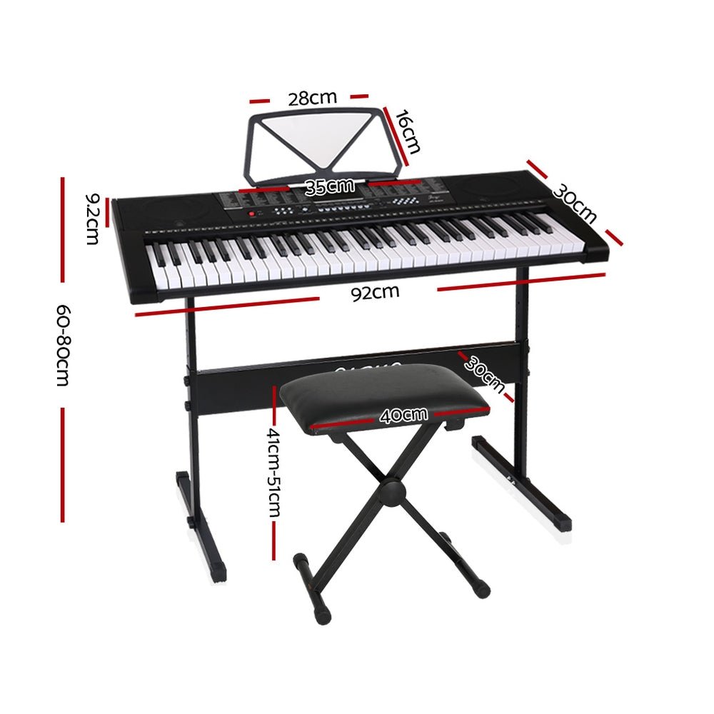 Alpha 61 Keys Electronic Piano Keyboard Digital Electric w/ Stand Stool Speaker - Kids Mega Mart