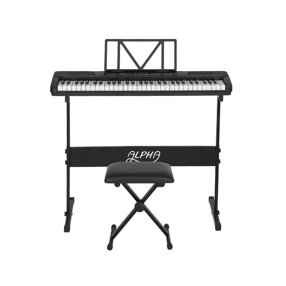 Alpha 61 Key Touch Sensitive Digital Piano with Stool and Stand, ideal for childrens music practice at home.