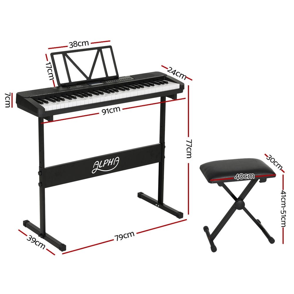 Alpha 61 Key Digital Piano with Stool and Stand, ideal for kids musical learning.