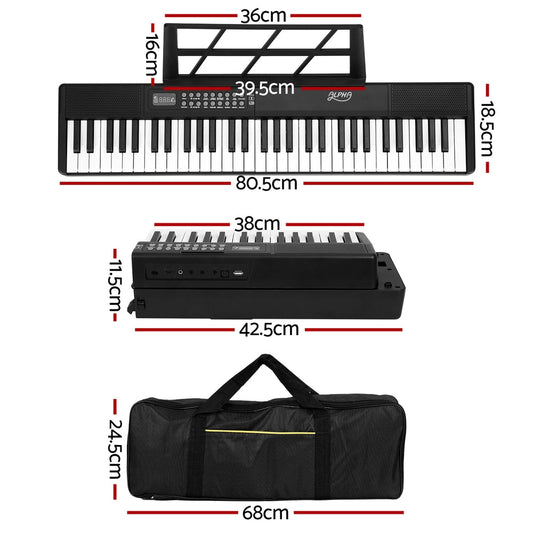 Portable 61-key digital piano with carry bag for kid-friendly entertainment and music learning.