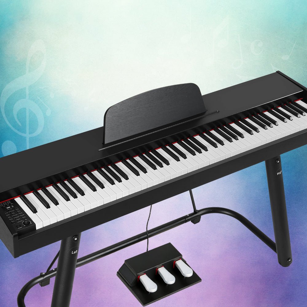 Alpha 88-Key Full-Weighted Digital Piano, perfect for childrens home practice with stand and accessories.