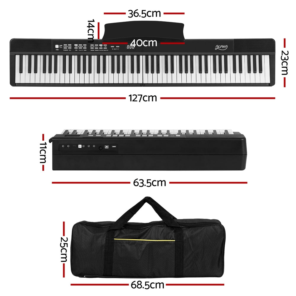 Alpha 88 Keys Foldable Electronic Piano Keyboard Digital Electric w/ Carry Bag - Kids Mega Mart