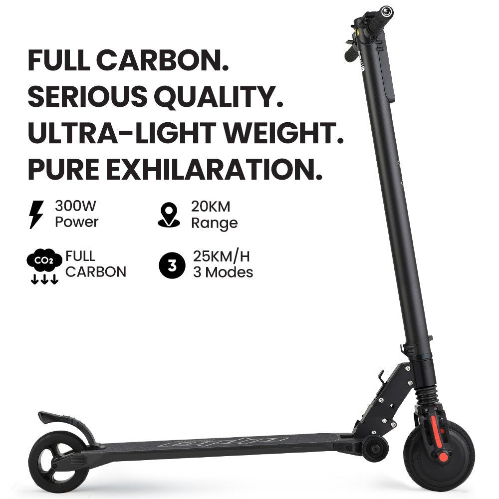 Alpha Carbon Gen III 300W 10Ah Electric Scooter  for Adults or Teens Black Red