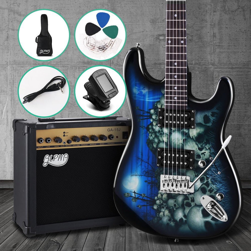 Alpha Electric Guitar and AMP Blue Carry Bag