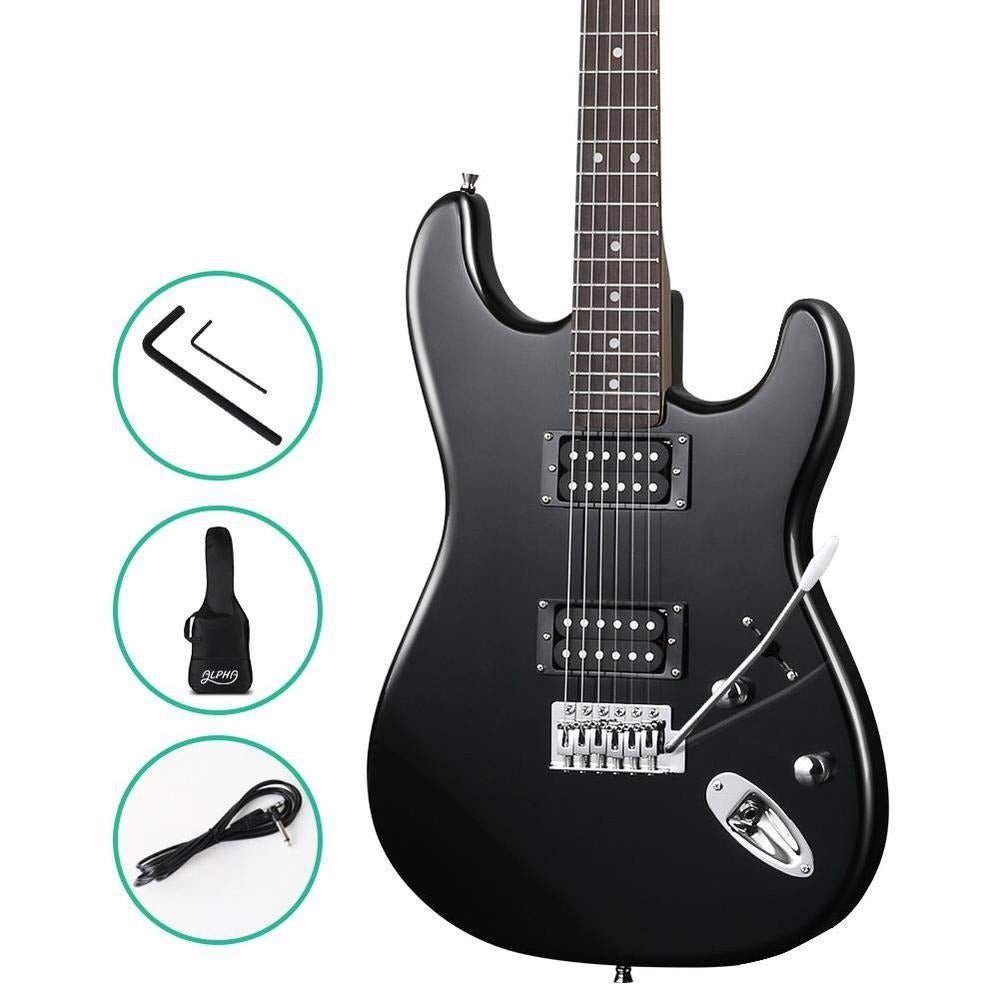 Alpha electric guitar carry bag in black, ideal for kids music practice at home.