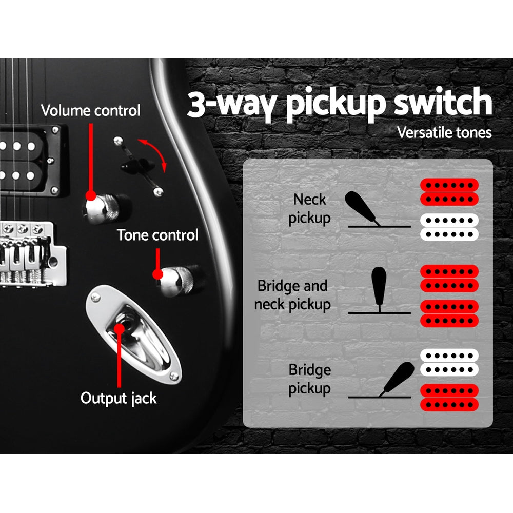 Alpha Electric Guitar with black carry bag for kids home play, compact and portable.