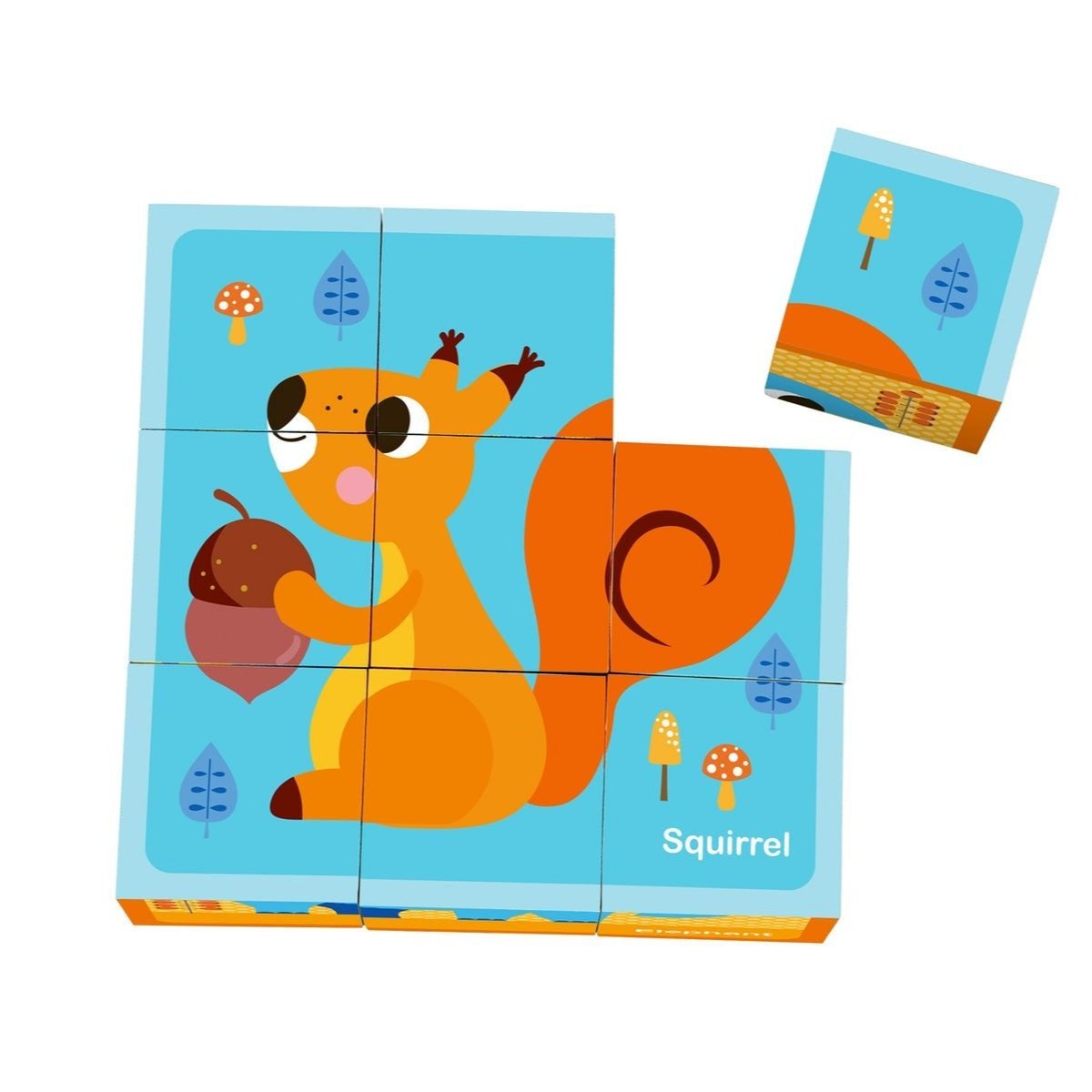 Colorful animal block puzzle with drawing card for interactive play and learning at home.