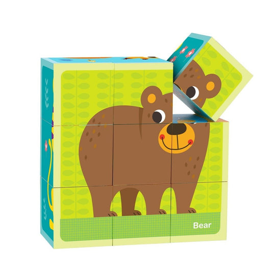 Colorful animal block puzzle with drawing card for imaginative play and learning at home.