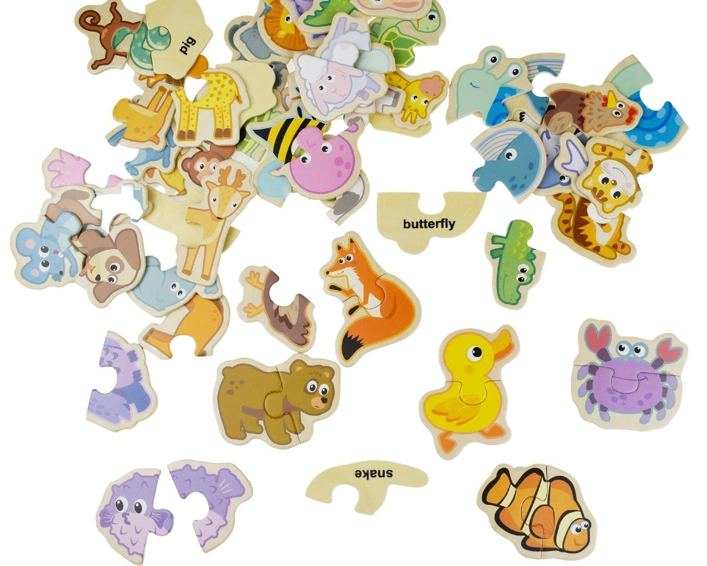 Colorful animal matching puzzle for kids with 66 pieces, engaging play at home.