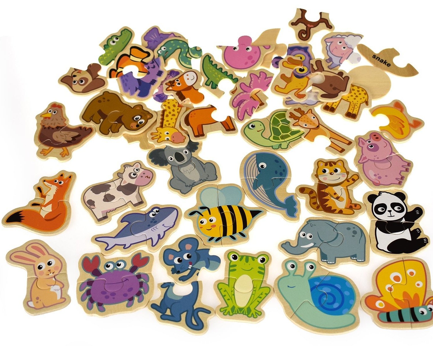 Colorful animal matching puzzle with 66 pieces for engaging and educational childrens play.