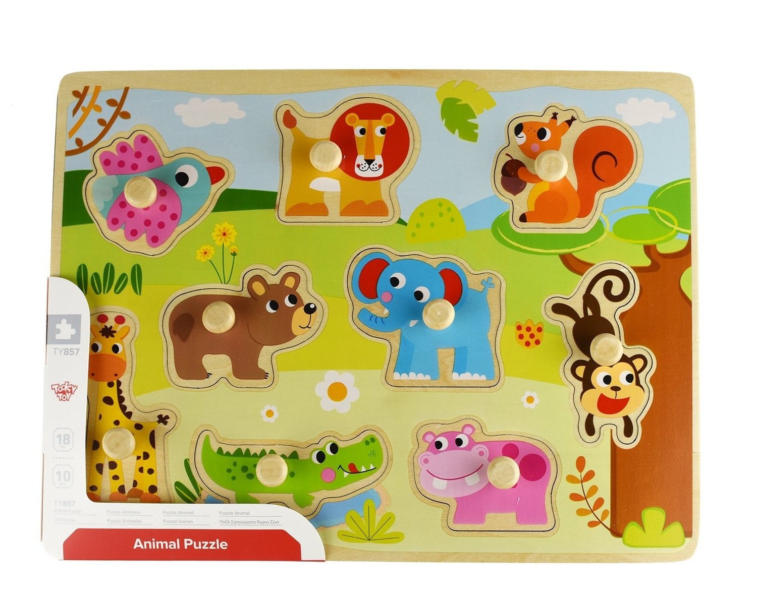 Colorful animal peg puzzle for kids, perfect for developing fine motor skills at home.