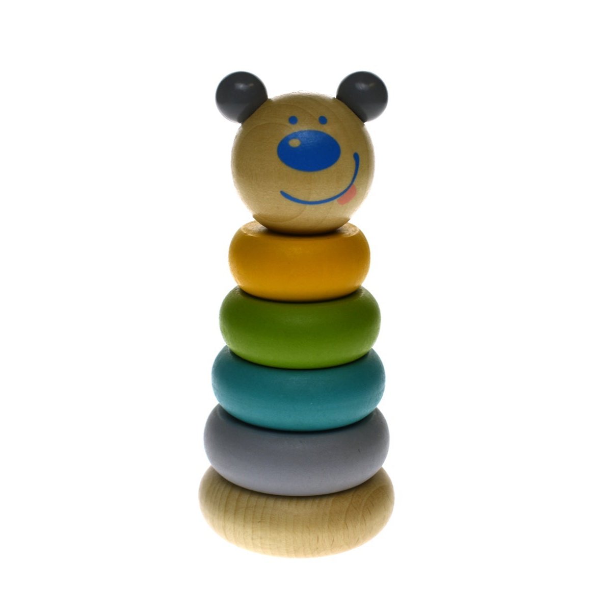 Colorful animal stacking blocks featuring a bear design for kids learning and play at home.