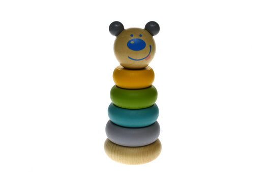 Colorful animal stacking blocks featuring a bear design for kids learning and play at home.