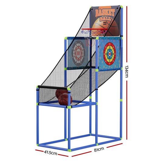 Kids home arcade basketball game with electronic scorer and 3 games for interactive fun.
