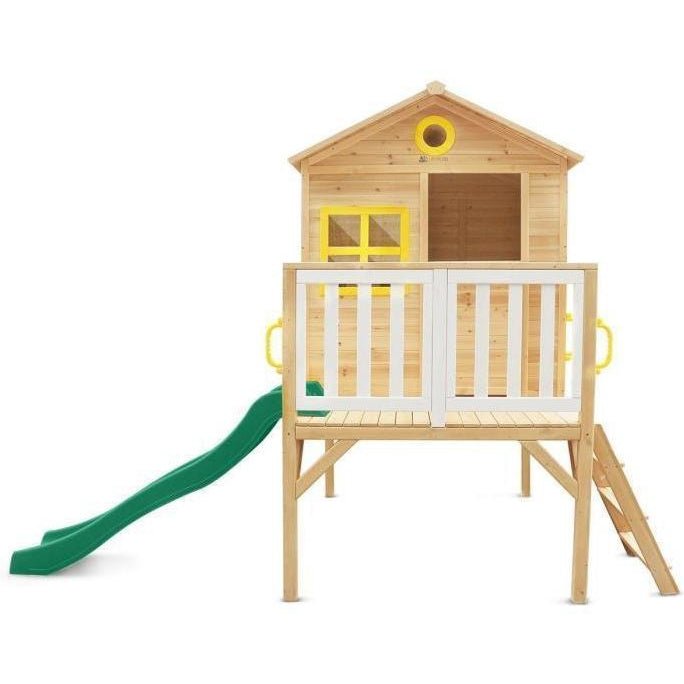 Discover Archie Cubby House with Green Slide: Outdoor Joy for Kids