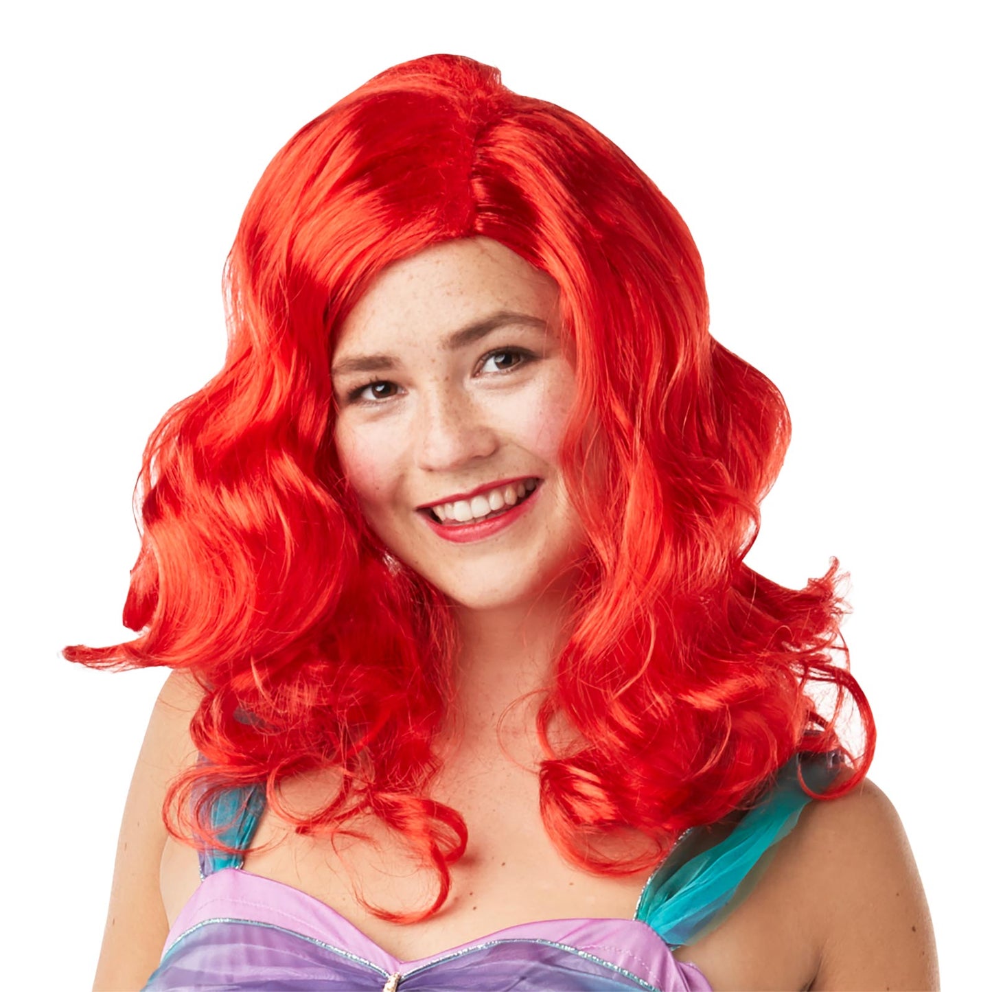 Disney Ariel wig - Vibrant red hairpiece for official Little Mermaid adult costume.