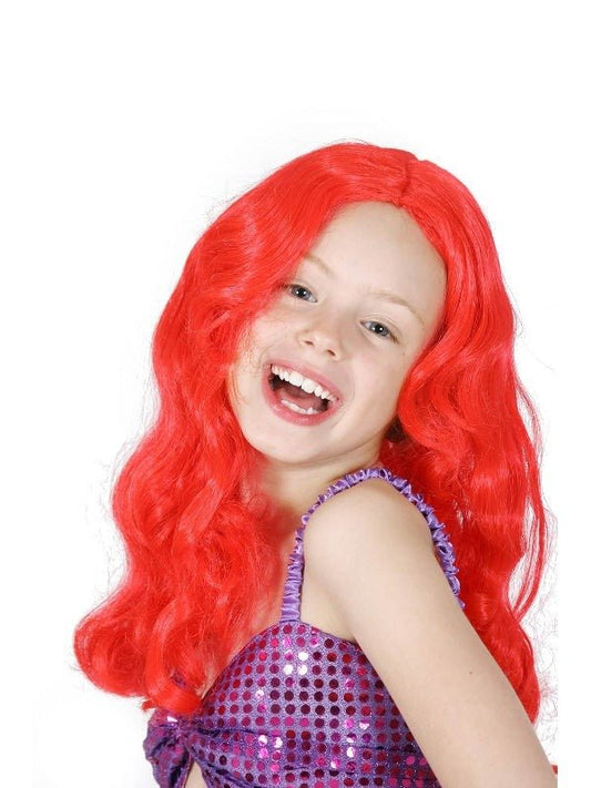 Disney Princess Ariel red mermaid wig, perfect for kids imaginative play at home.