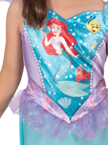 Front View Kids Ariel Undersea Costume and Bag