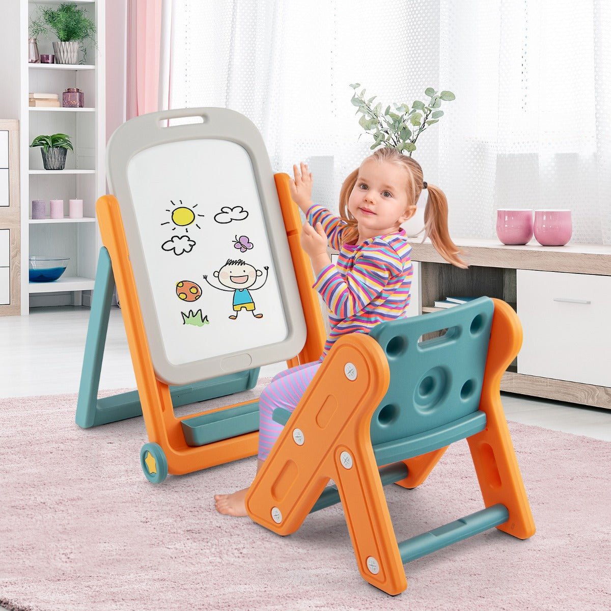 Adjustable Magnetic Whiteboard Easel for Toddlers - Encourage Artistic Exploration