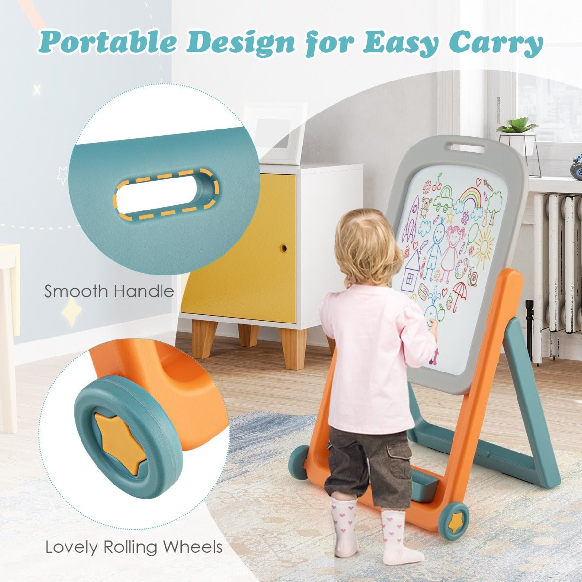 Magnetic Whiteboard Easel for Children - Height Adjustable Learning Fun