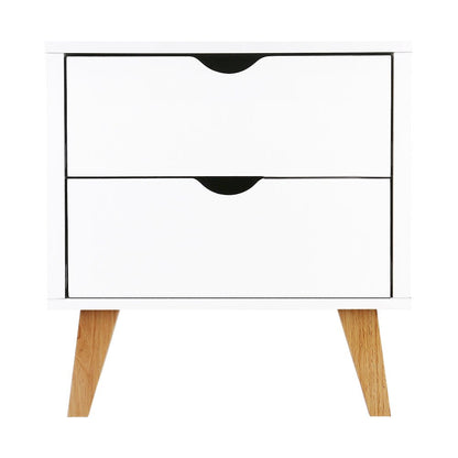 Artiss 2 Drawer White Bedside Tables - Kids bedroom storage solution with charming design.