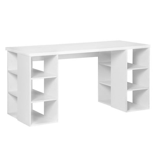 Artiss White 3-Level Kids Computer Desk with Storage Shelves for organizing study essentials.