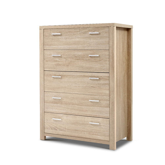 Artiss 5-drawer tallboy dresser ideal for childrens bedrooms with ample storage capacity