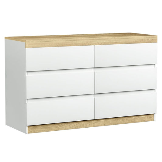 Artiss 6-drawer white dresser ideal for kids bedroom storage, spacious, practical design.