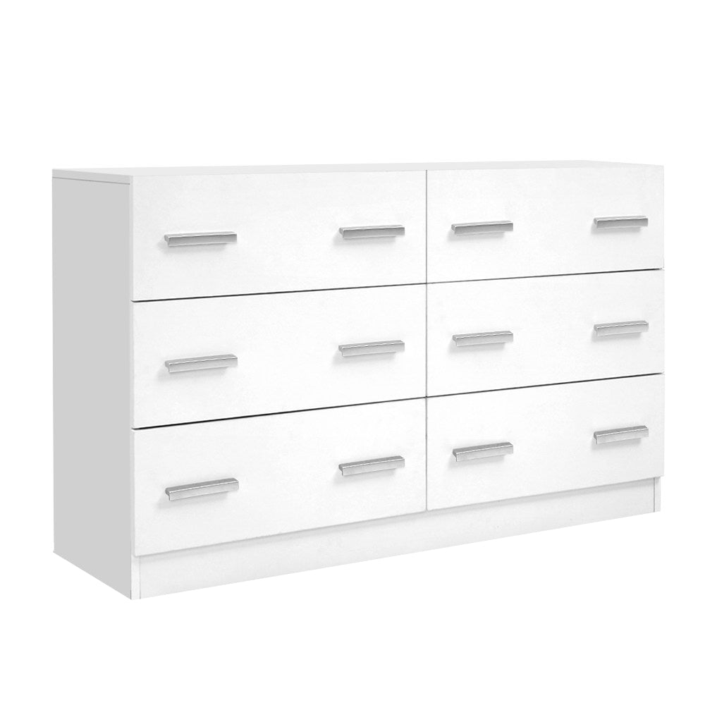 Artiss 6 Chest of Drawers Cabinet Dresser Tallboy Lowboy Storage Bedroom White | Kids Mega Mart | Shop Now!
