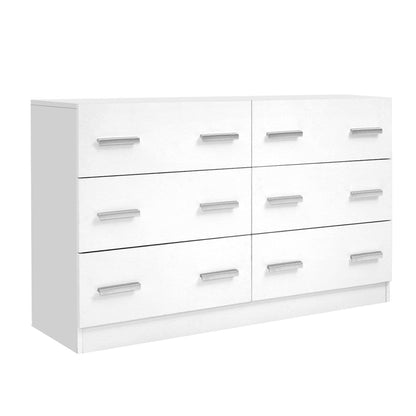 Artiss 6-drawer lowboy storage chest in white, perfect for childrens bedroom organization.