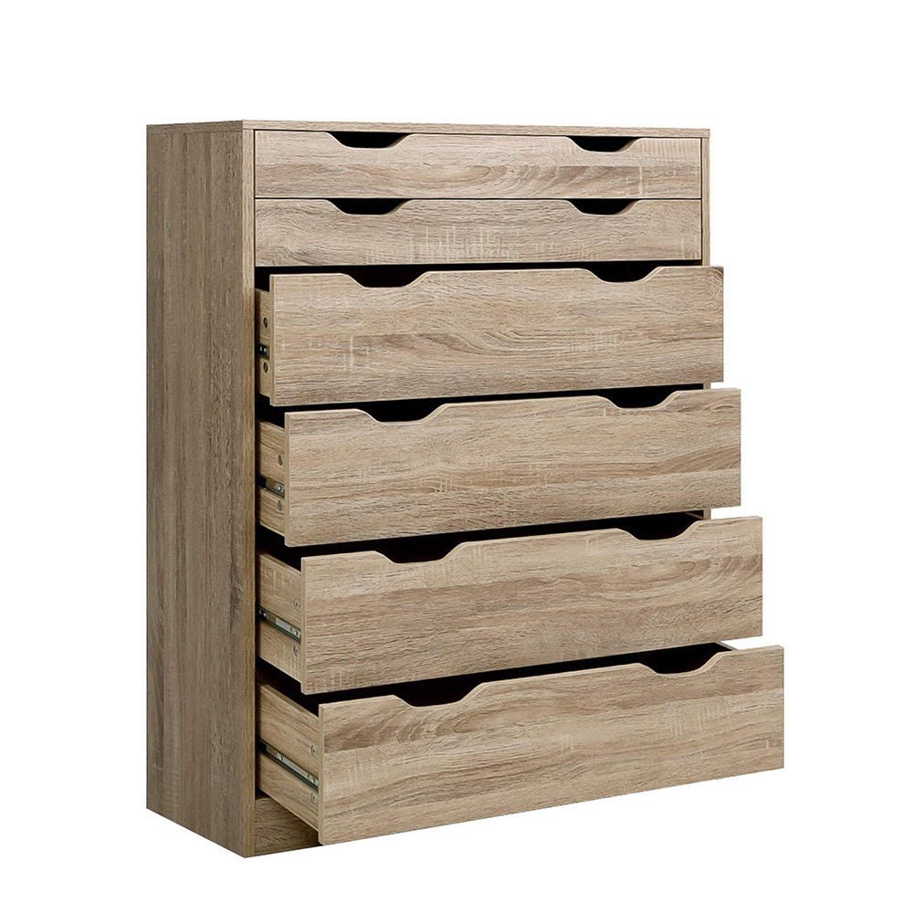 Artiss 6 Chest of Drawers Tallboy Dresser Table Storage Cabinet Oak Bedroom | Kids Mega Mart | Shop Now!