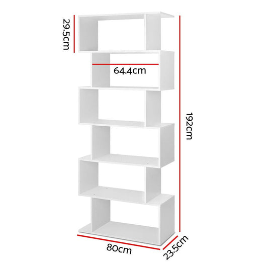 Artiss 6 Tier Display Shelf White | Stylish and spacious kids room organizer for books and toys.