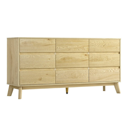 Artiss kids oak dresser with 9 drawers for bedroom storage, a compact and stylish tallboy.