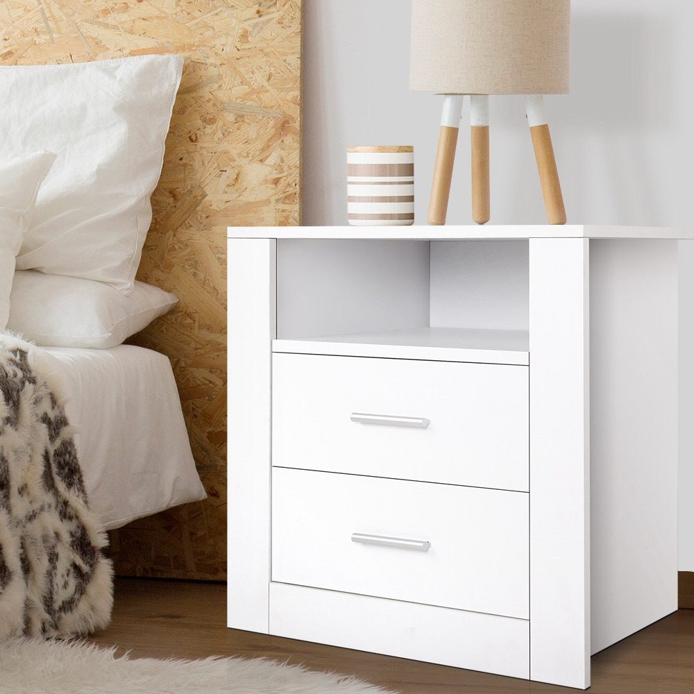 Buy Artiss Bedside Table Storage Cabinet White Australia