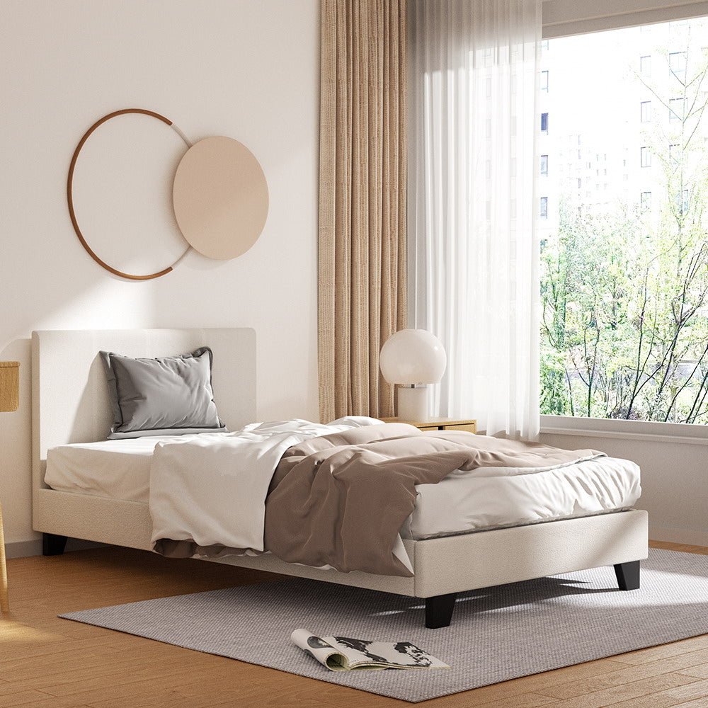 Artiss Bed Frame King Single Size Boucle Fabric Mattress Base Platform Wooden