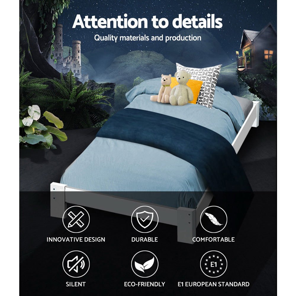 Artiss King Single Wooden Bed Frame with Jade Finish - Ideal for Childrens Bedrooms