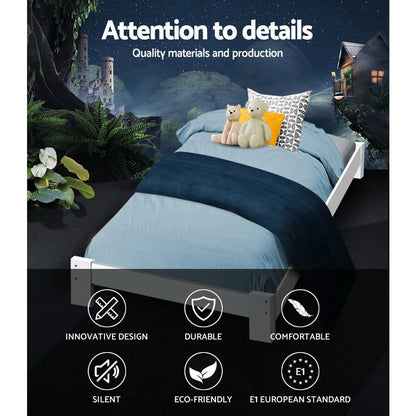 Artiss King Single Wooden Bed Frame with Jade Finish - Ideal for Childrens Bedrooms