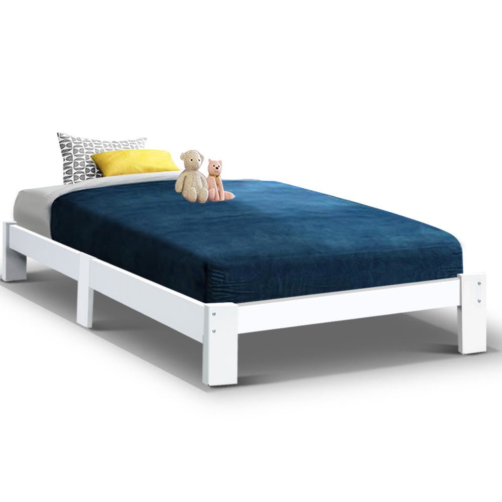 Artiss King Single Wood Bed Frame with Jade Platform, ideal for kids bedrooms.