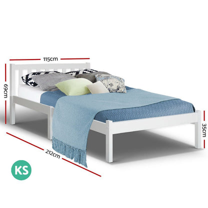 White wooden bed frame for kids/adults. Artiss Sofie King Single. Perfect for childrens bedrooms.