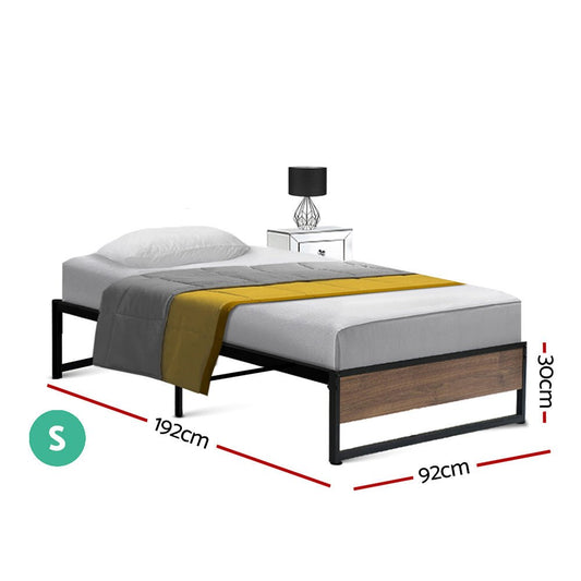 Artiss Oslo Single Bed Frame with Metal Base - Ideal for Kids Bedroom Decor.