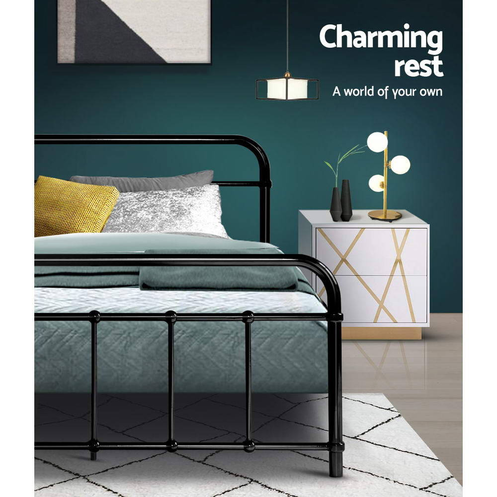 Artiss Leo King Single bed frame in black, ideal for kids bedroom decor.